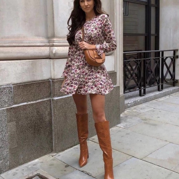 NWT Zara Satin Effect Printed Floral Mini Dress XS Pink Cream - Picture 12 of 12